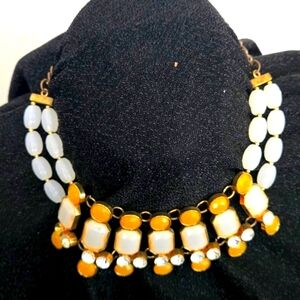 Elegant Gold and White Statement Necklace